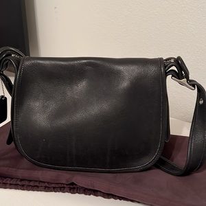 Vintage Coach black fold over flap shoulder bag